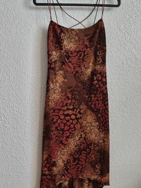 Vintage Y2K Rust & Brown Animal Print Slip Dress